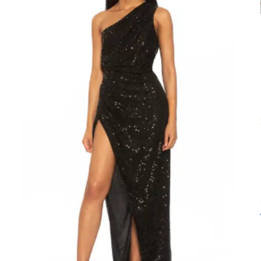 Alexia Admor Alessi Sequin One-Shoulder Maxi Dress - Size 14
